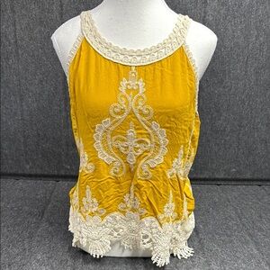 Ultra Pink Yellow Cream Embellished Tank Top